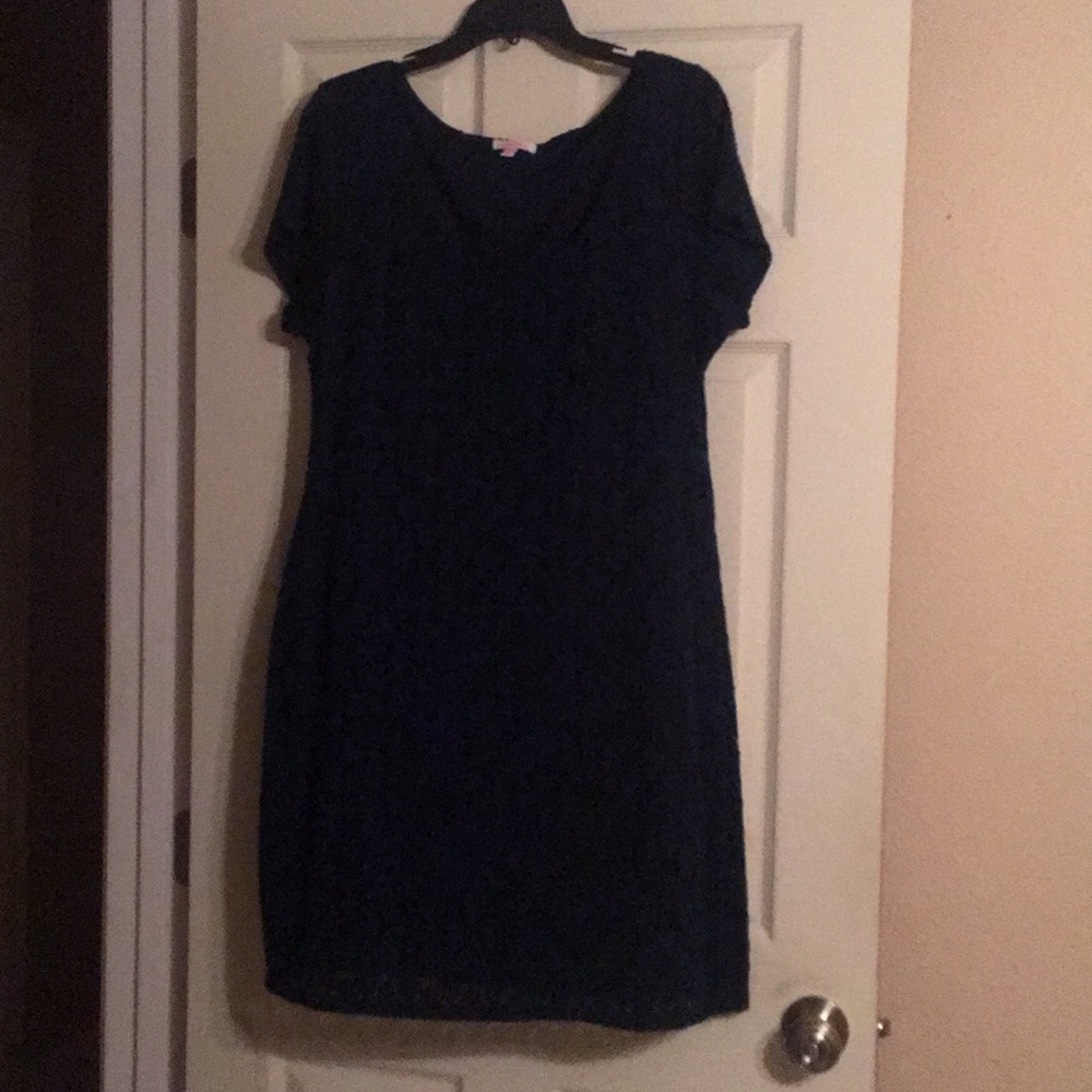 Isaac Mizrahi Scoop Neck Dress Navy Blue